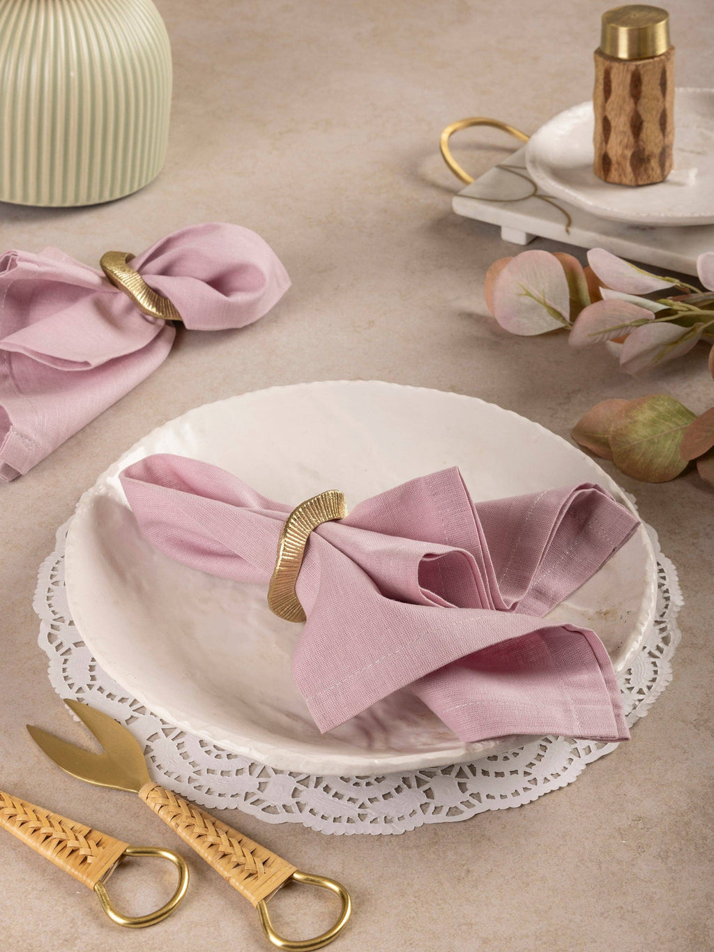 Tuscany Textured Antique Gold Napkin Rings — Set of 6
