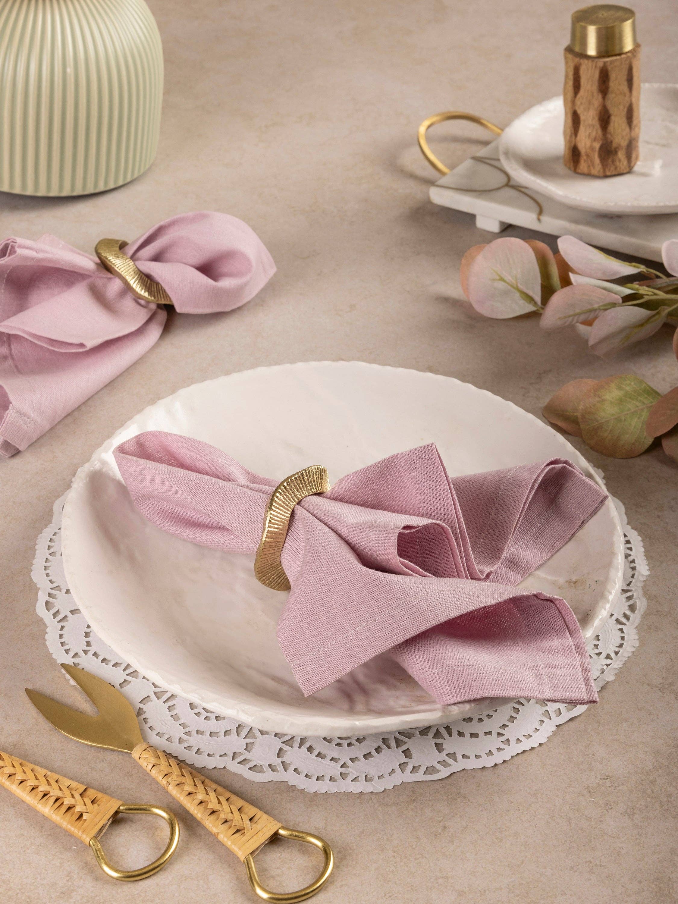 Tuscany Textured Antique Gold Napkin Rings — Set of 6