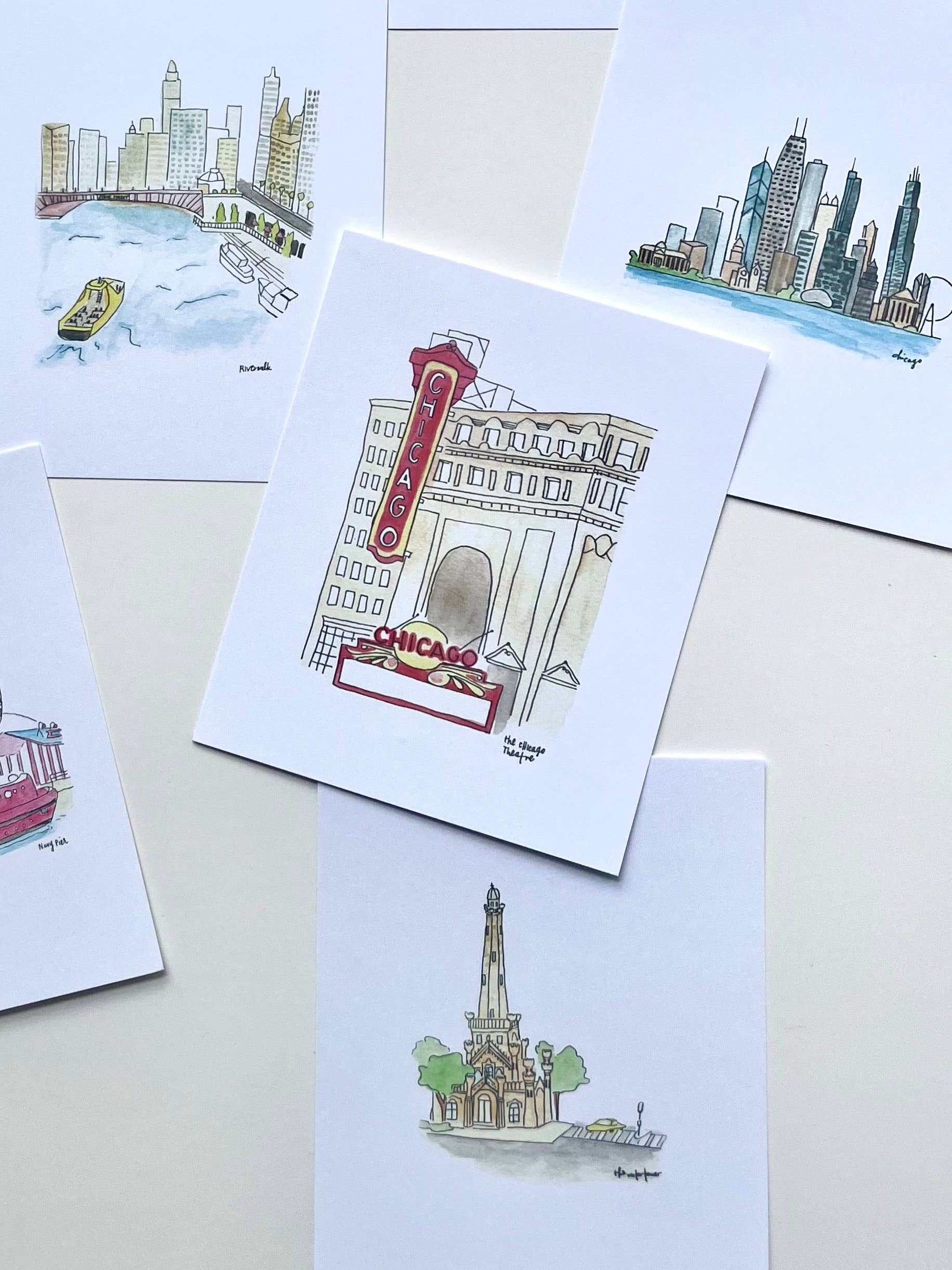 Chicago Watercolor Postcard pack