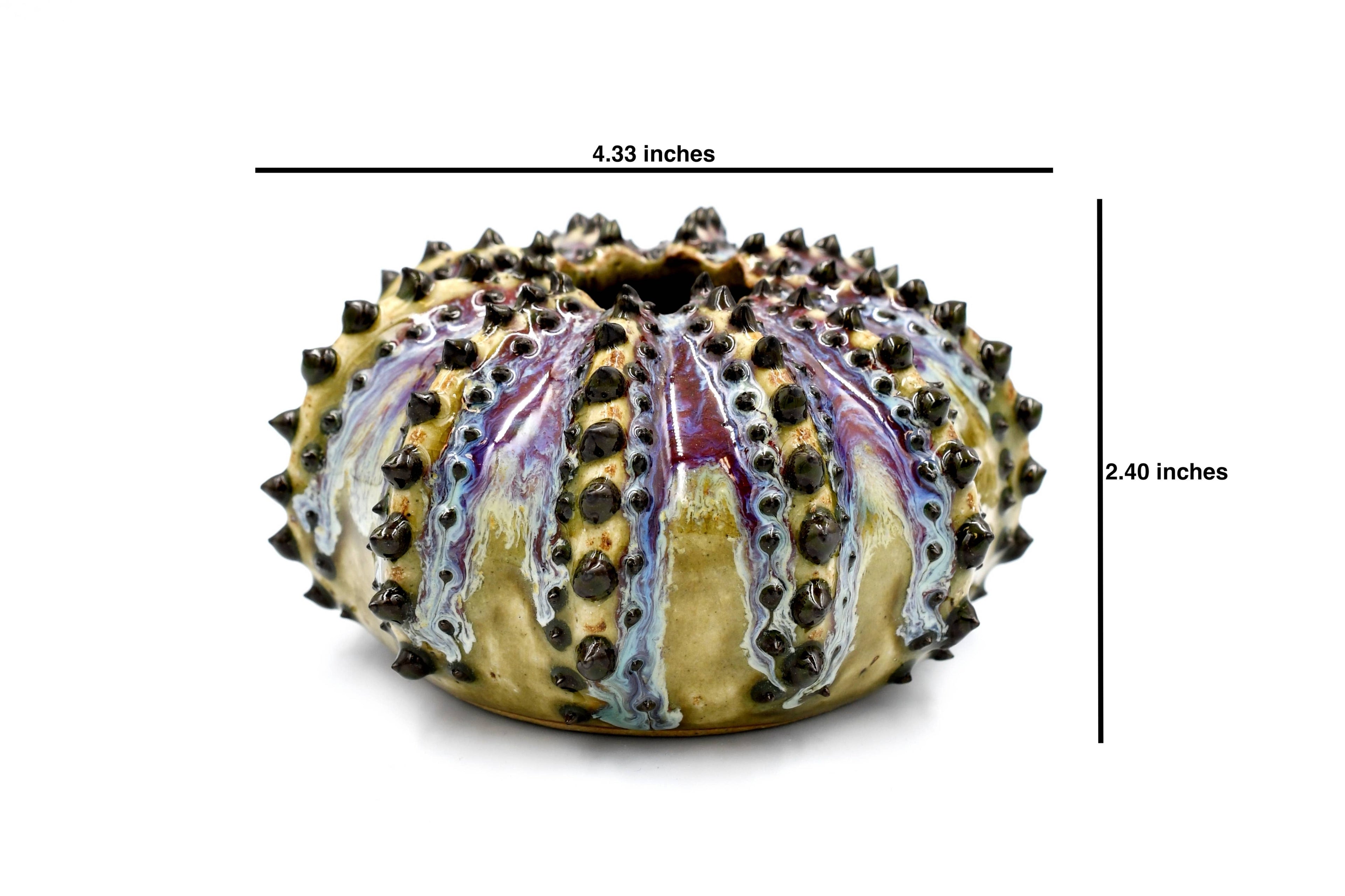 SRI174EFFG SEA URCHIN VASE GREEN & PURPLE EFFECT