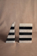 Statement Striped Black & White Bookends - Black and White Marble