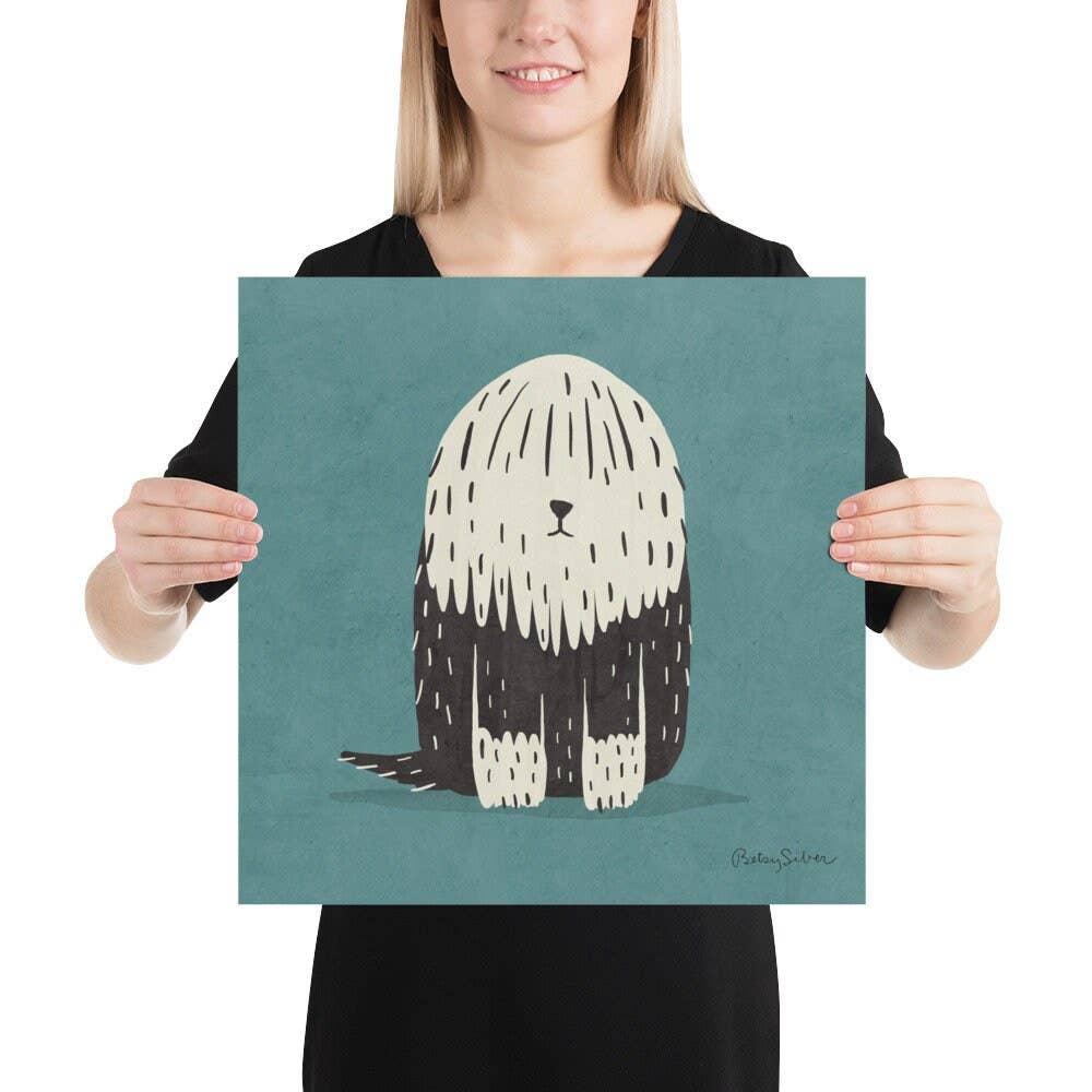 Sheepdog Art Print in Blue