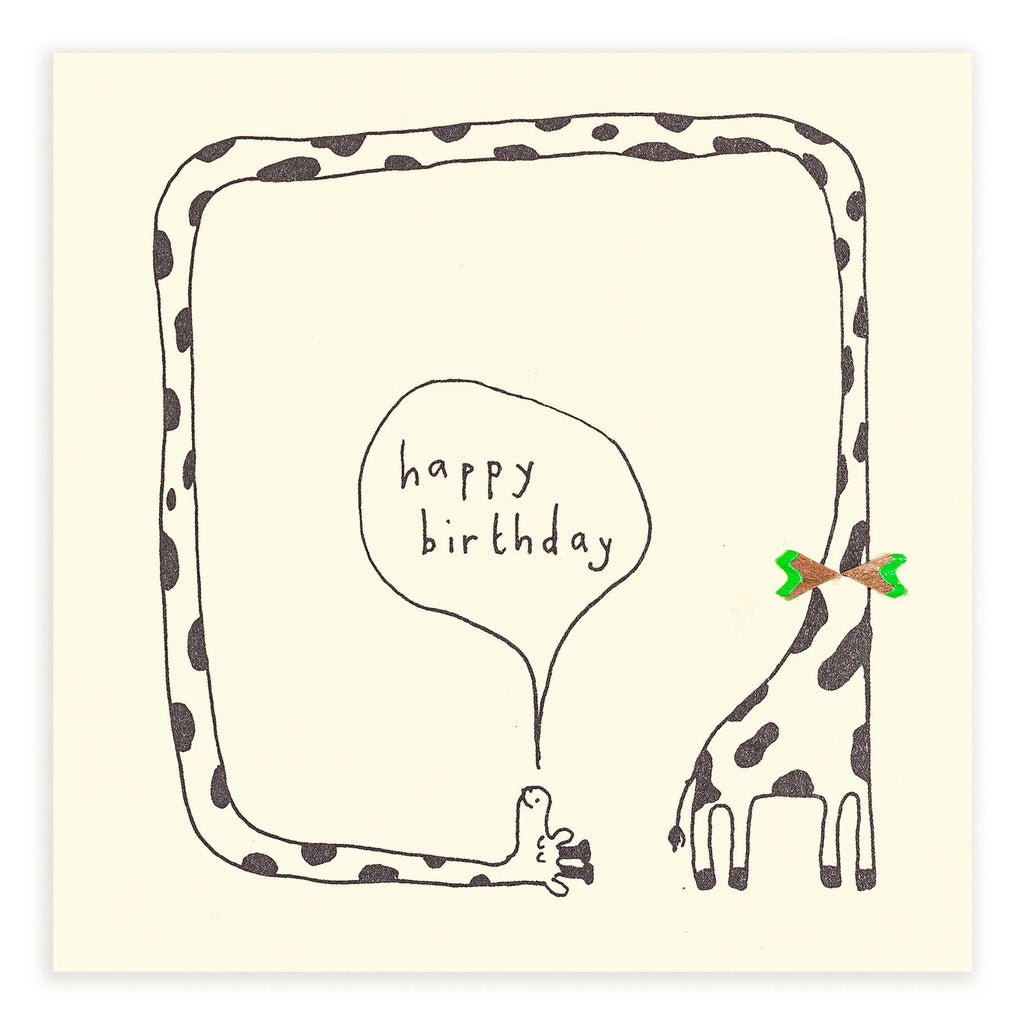 Birthday Giraffe Card – Handfinished UK Real Pencil Shavings