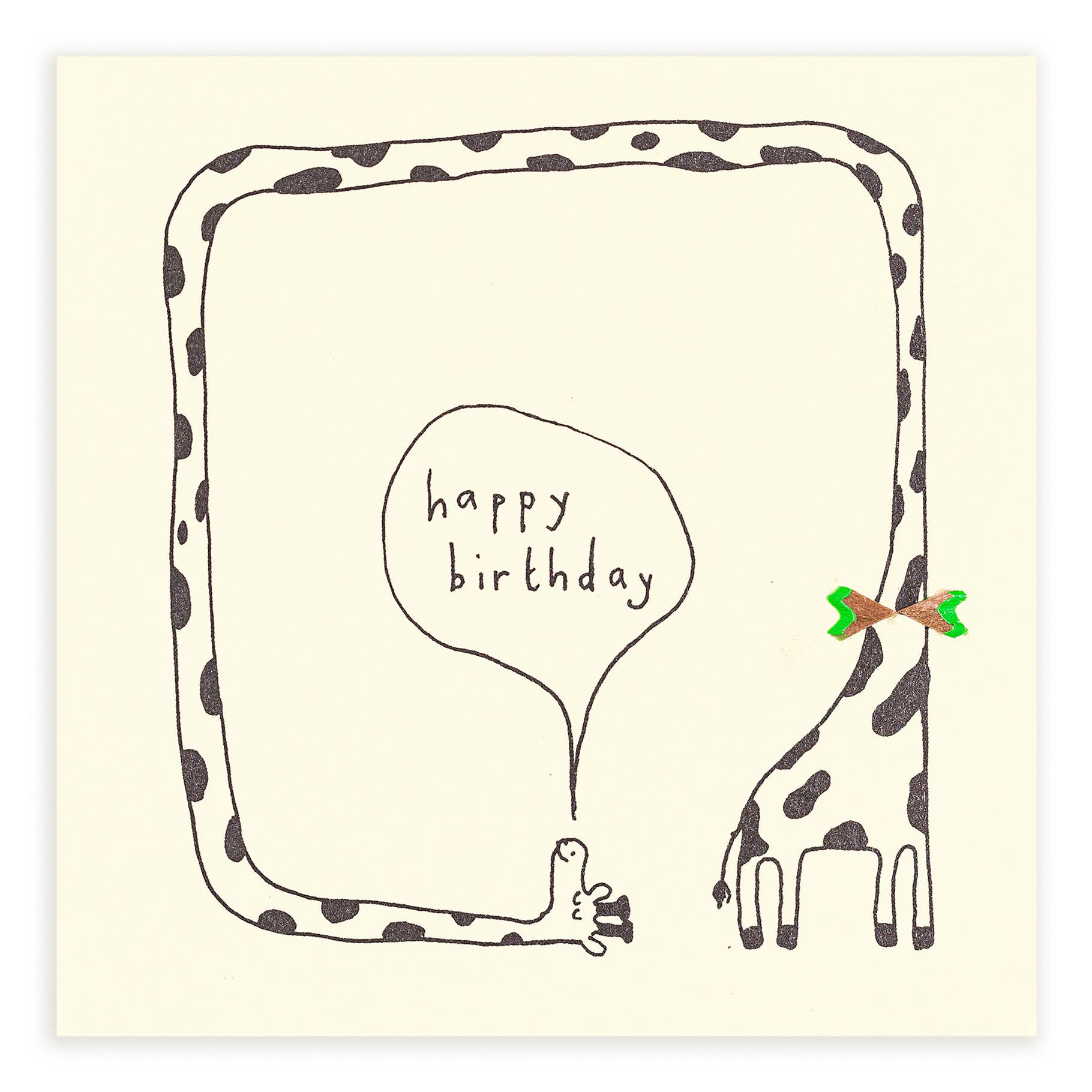 Birthday Giraffe Card – Handfinished UK Real Pencil Shavings