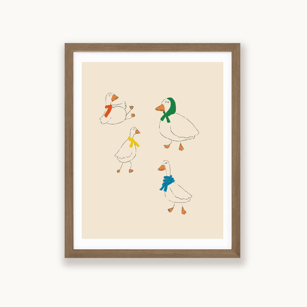 Ducks & Scarves Art Print