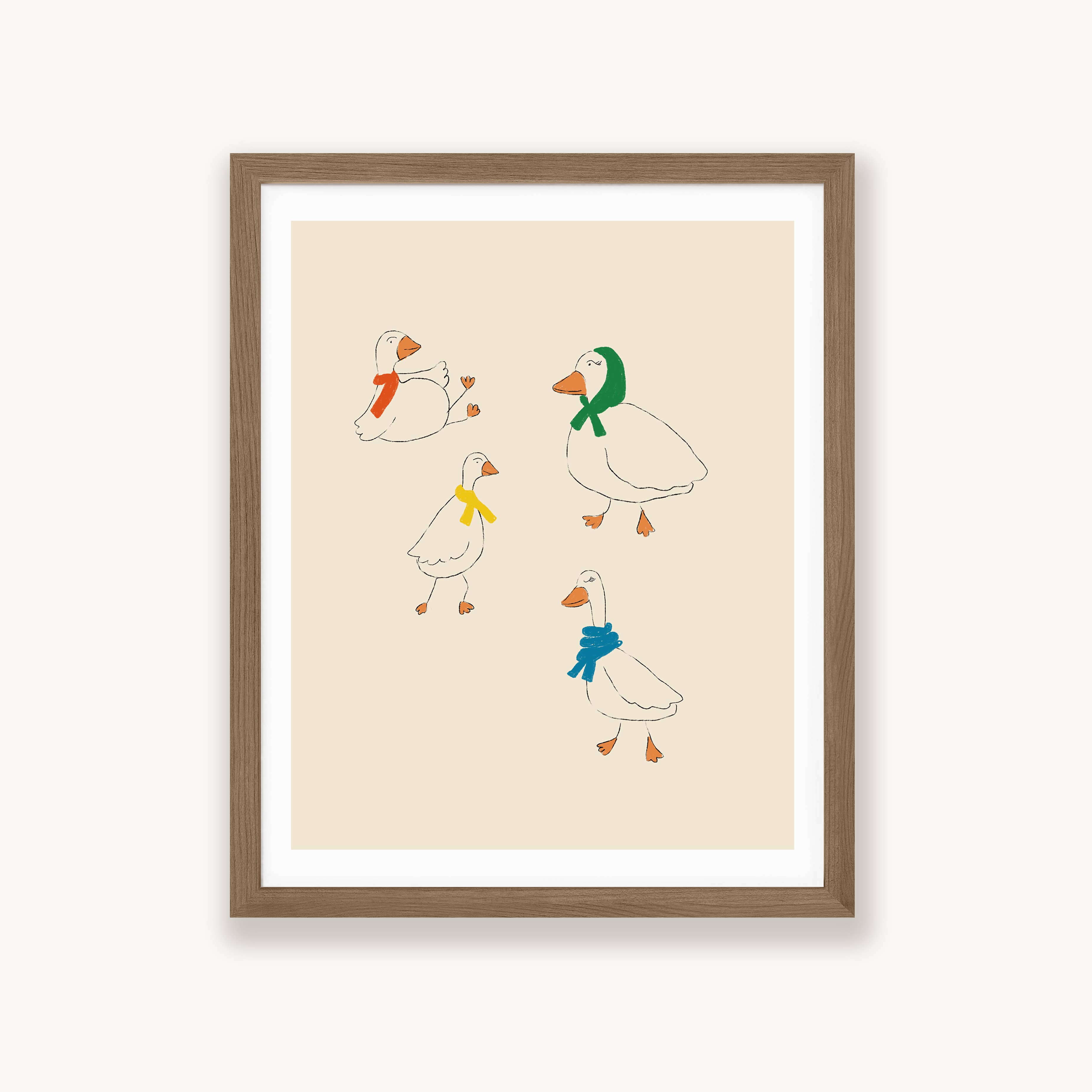 Ducks & Scarves Art Print