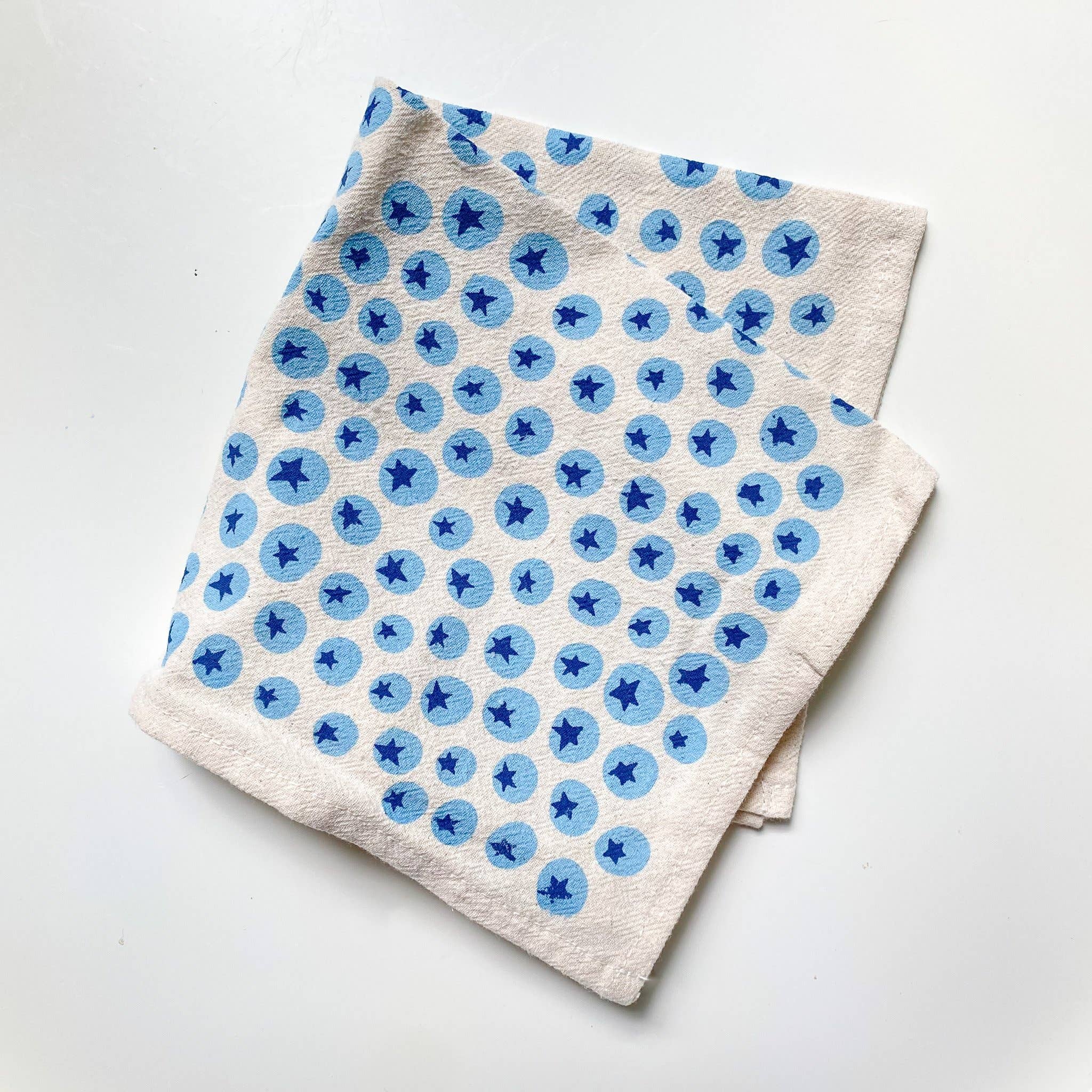 Blueberries Hand Printed Flour Sack Cotton Napkins, Set of 4