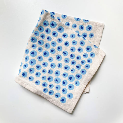Blueberries Hand Printed Flour Sack Cotton Napkins, Set of 4