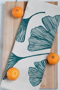 Ginkgo Leaf Tea Towel in Green - Organic Cotton - Natural