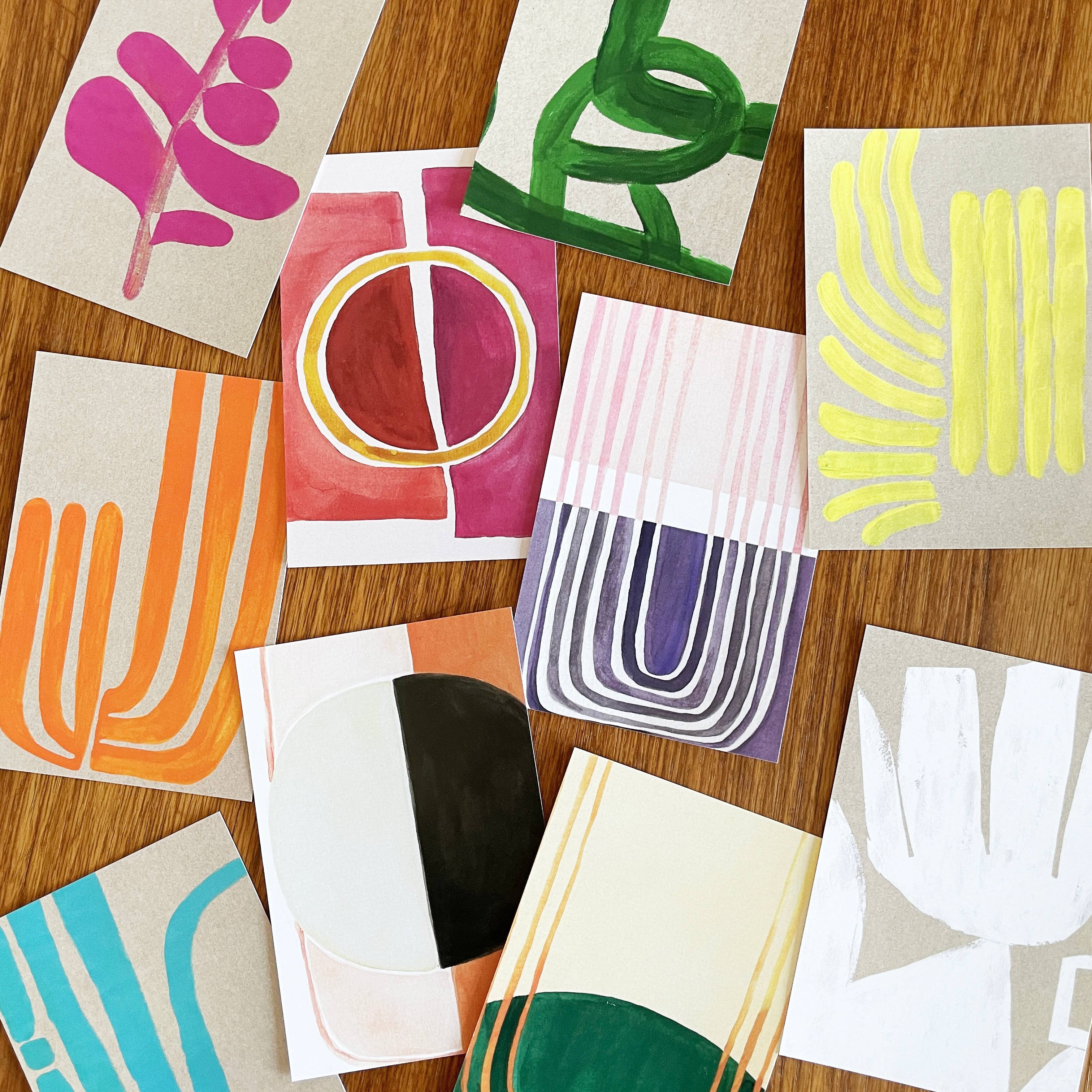 Pack of 10 Midcentury Modern Abstract Colorful Postcards MCM