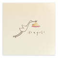 Baby Girl Stork Card – Handfinished Real Pencil Shavings