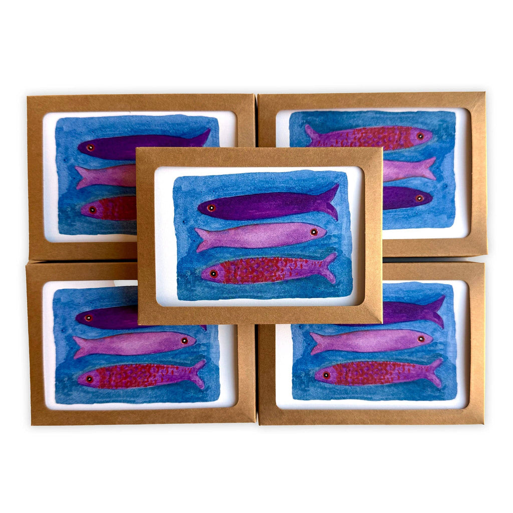 Purple Sardines / Boxed Note Cards
