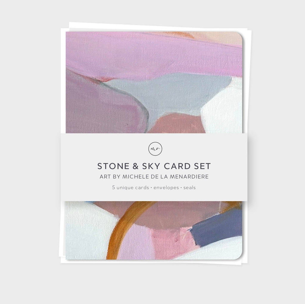 Earth-Toned Abstract Art Card Set – Stone & Sky (5 Cards)
