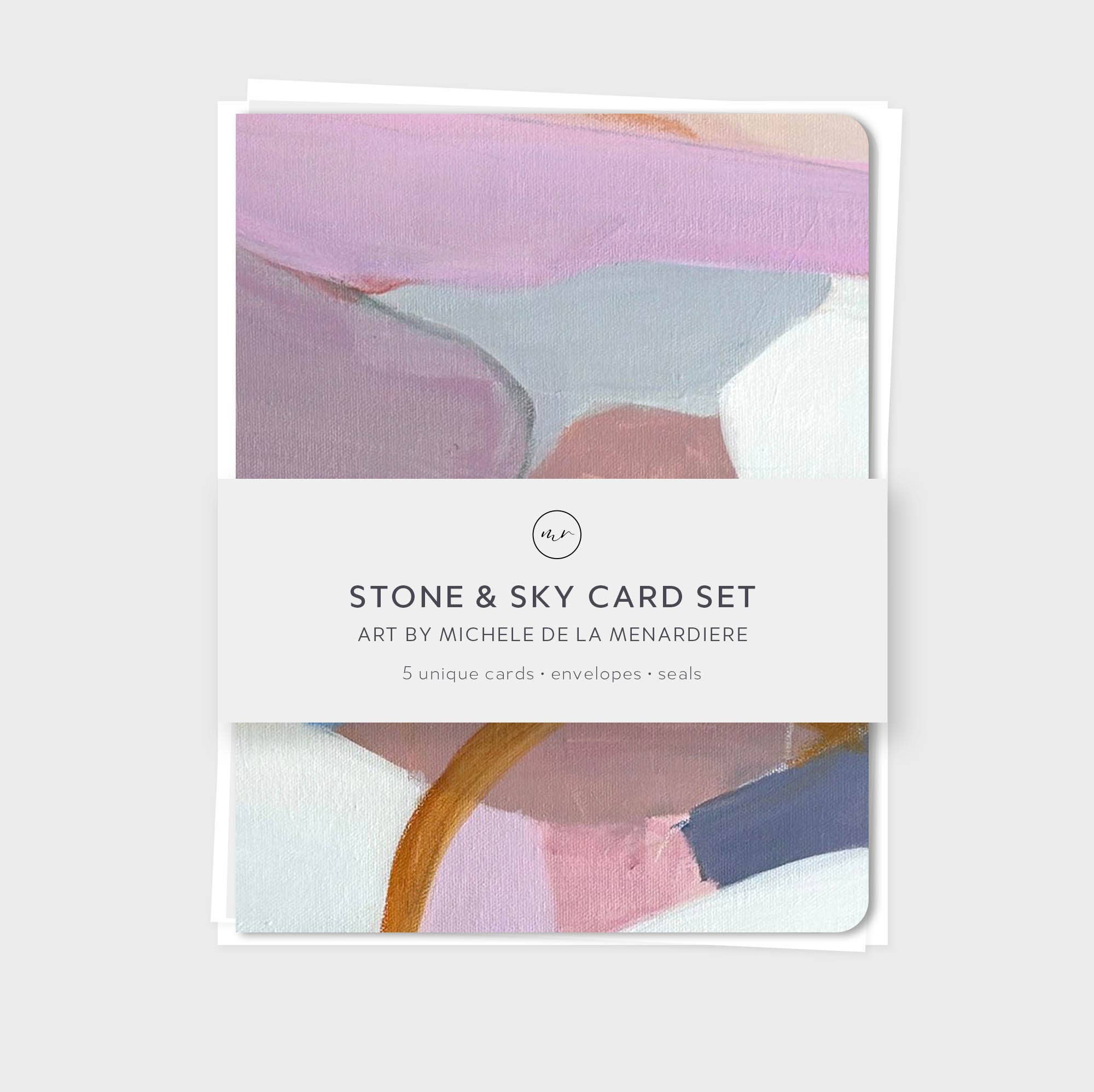 Earth-Toned Abstract Art Card Set – Stone & Sky (5 Cards)