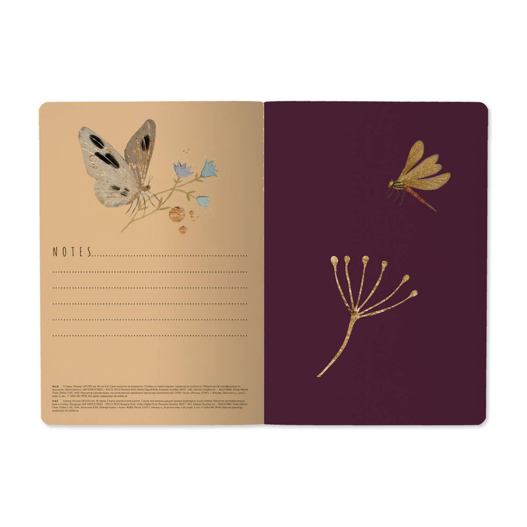 A5 Notebook -  Butterflies and Night Flowers