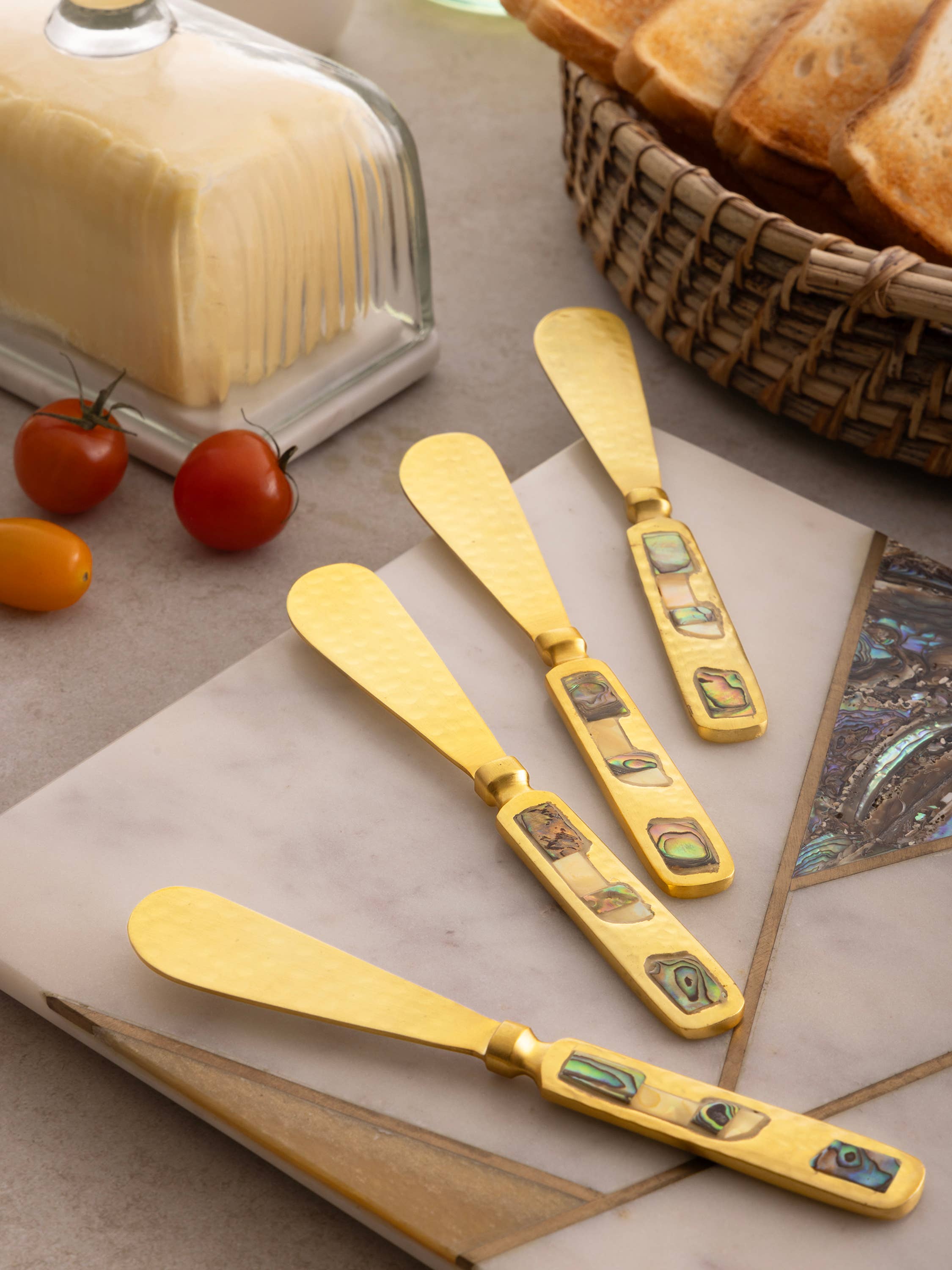 Sisley Pearl Inlay Butter Knives – Set of 4
