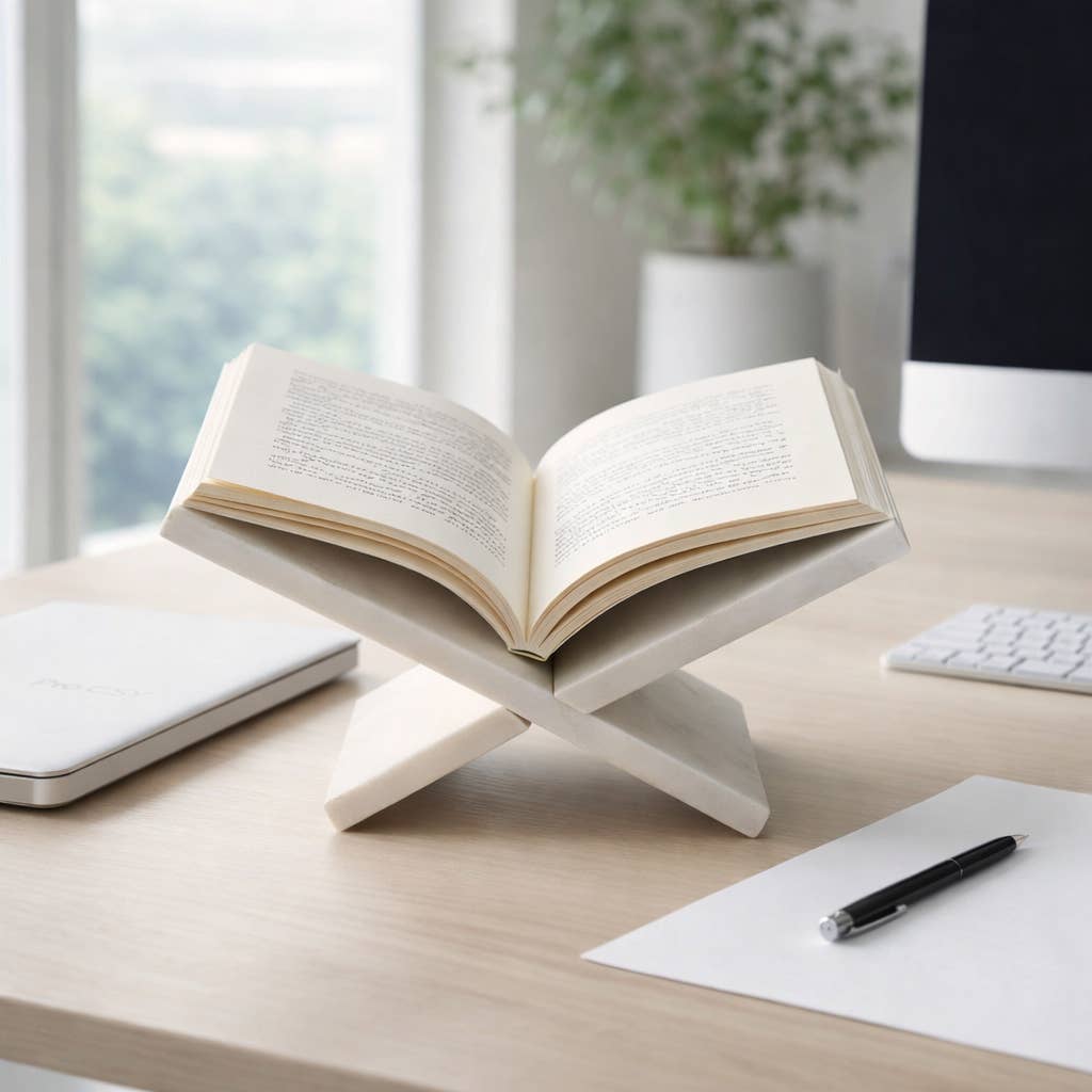 Bookstand - White Marble Decorative Sturdy And Chic, 14 in.