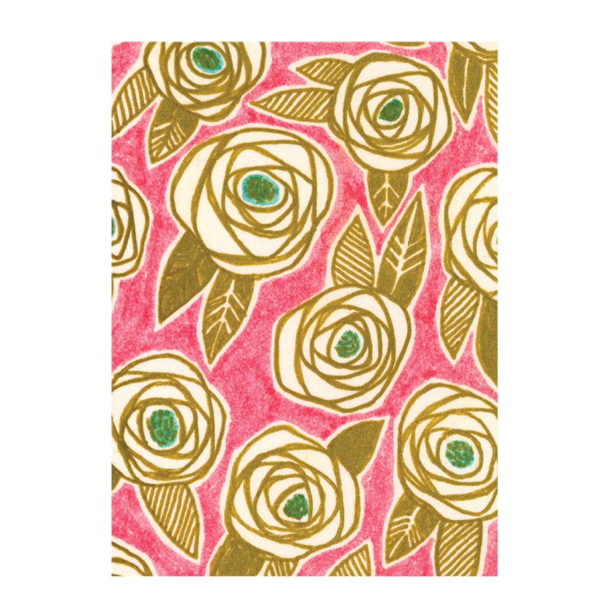 Gold Roses on Pink / Boxed Note Cards