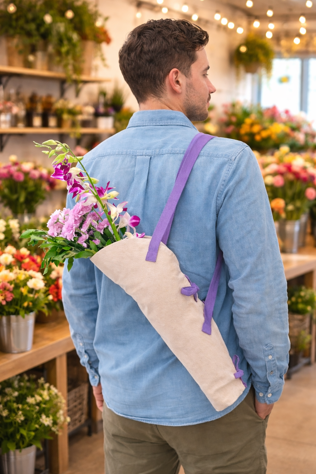 Canvas Flower Tote | Canvas Bouquet Bag | Unbranded