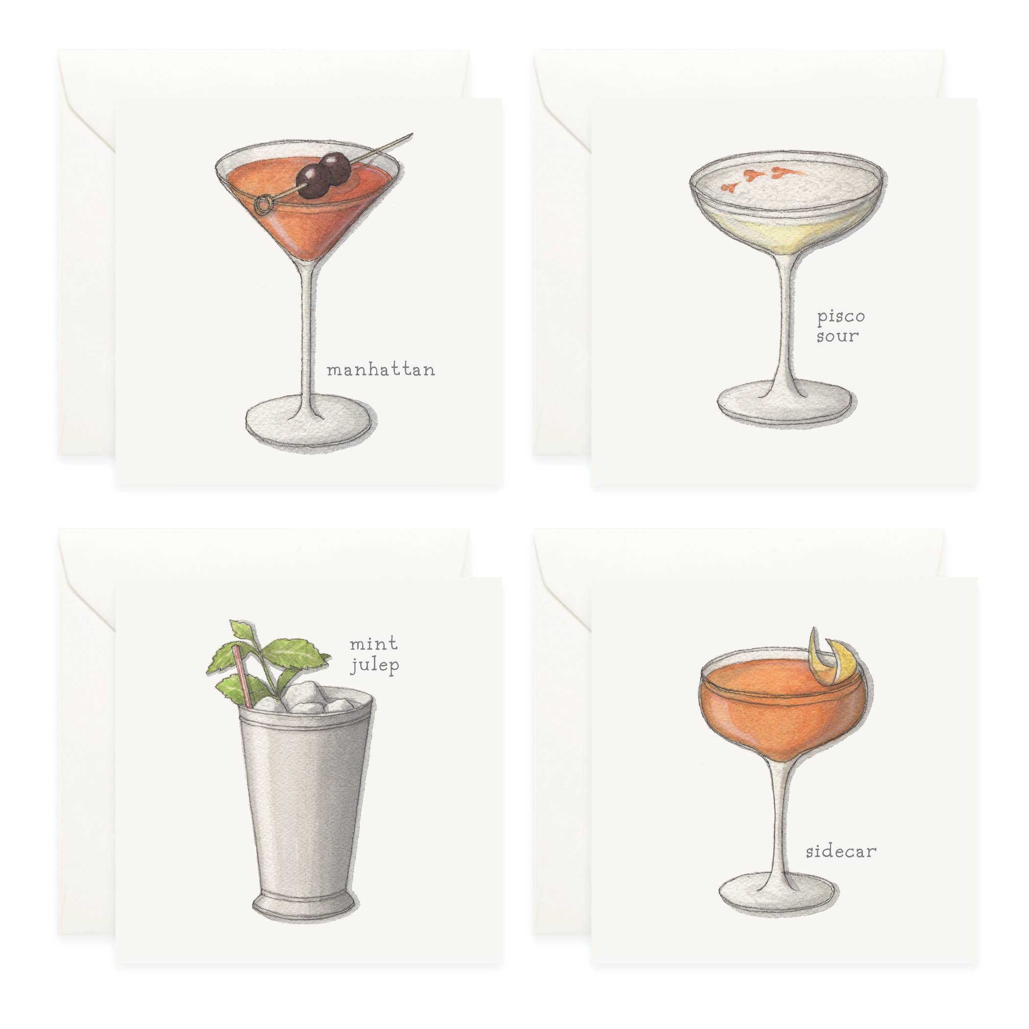 Mini Cards Set / Cocktails . 01 Whiskey & Bourbon