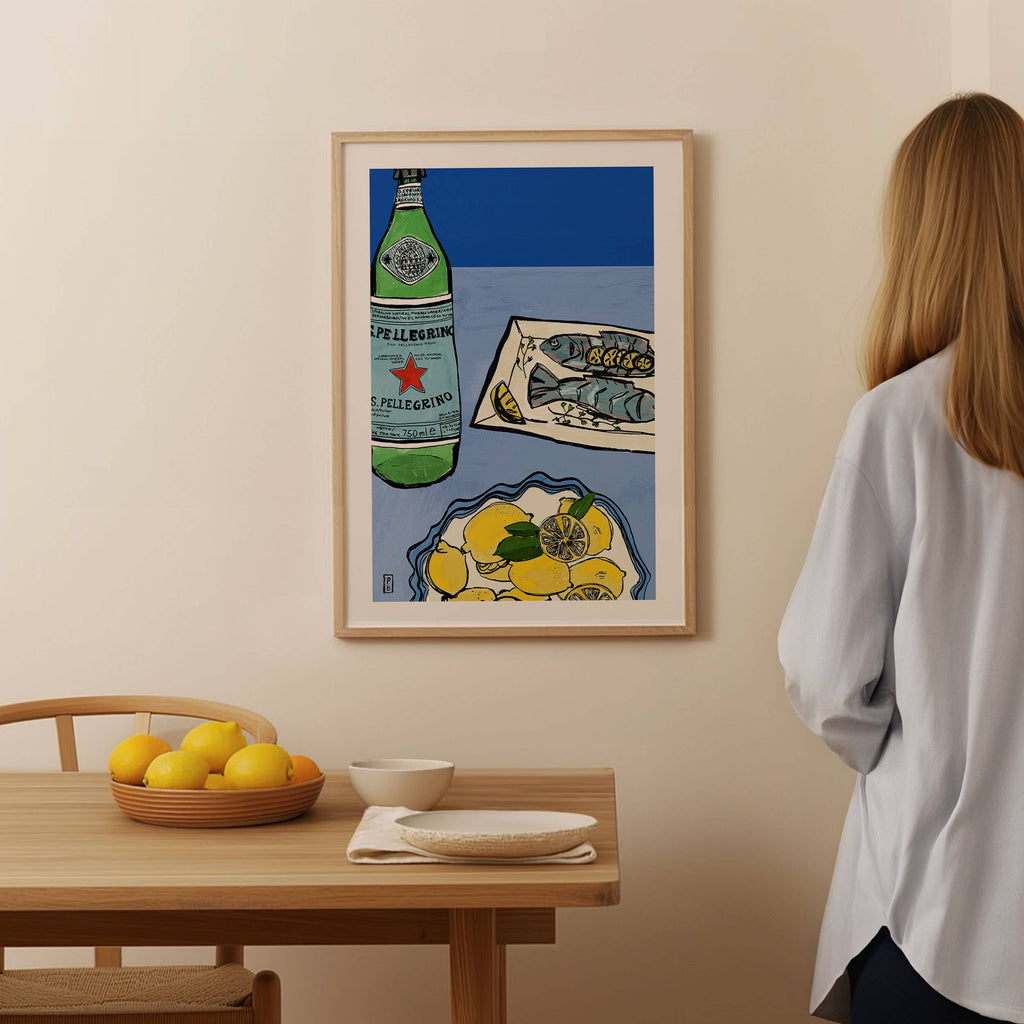 Lemon & Pellegrino Giclée Print: Italian Kitchen Wall Art