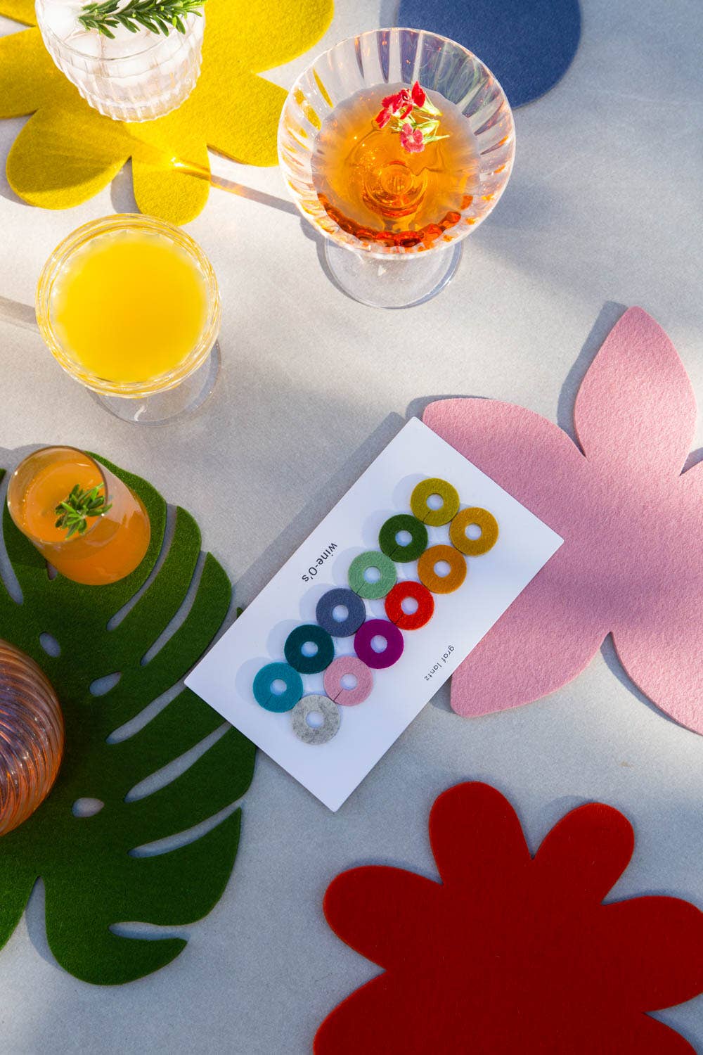 Paradise Wine-O's Merino Wool Felt Round Wine Markers