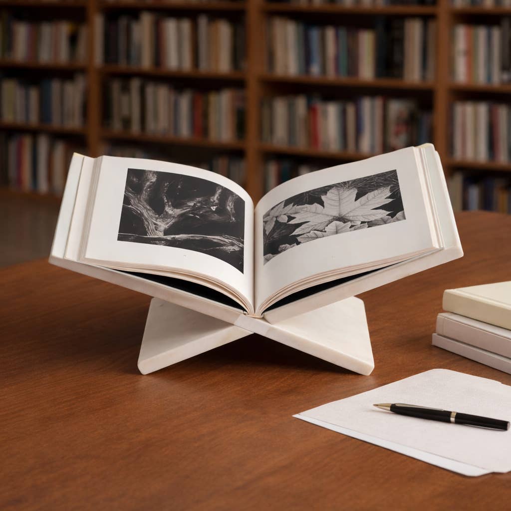 Bookstand - White Marble Decorative Sturdy And Chic, 14 in.