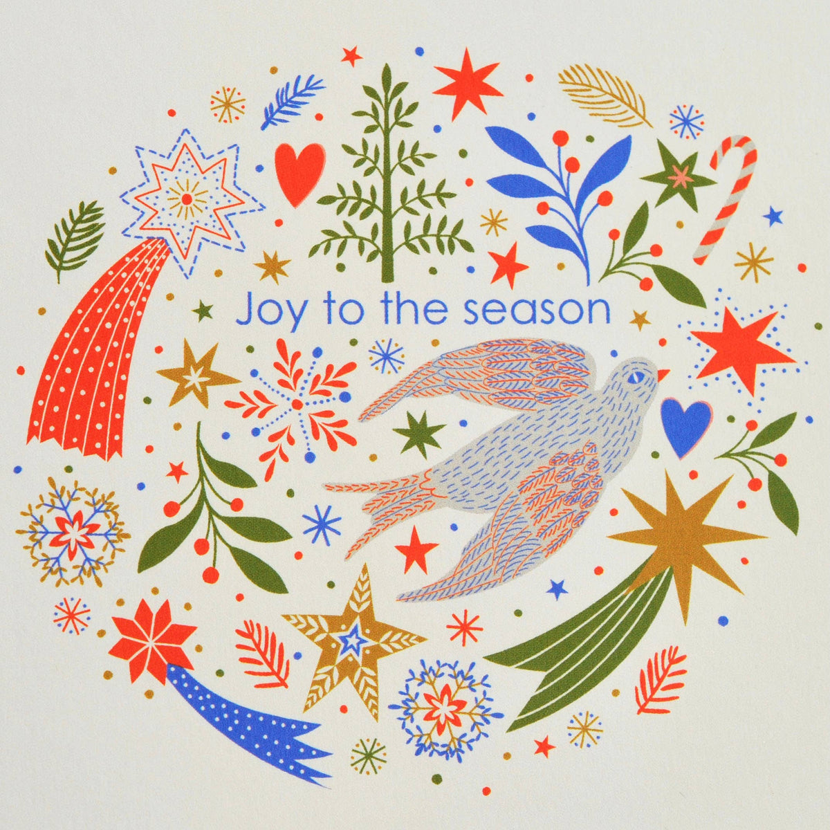 Joy To The Season Bird & Stars Christmas Greetings Card