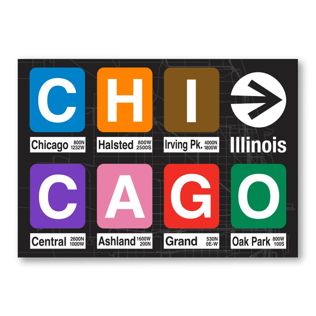 Chicago IL Station Signs Postcard