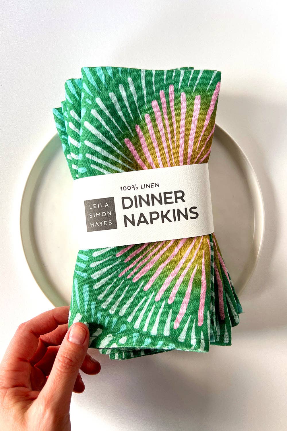 Burst linen napkin, green
