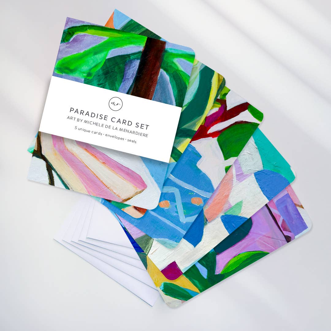 Travel-Inspired Abstract Art Card Set  – Paradise (Set of 5)