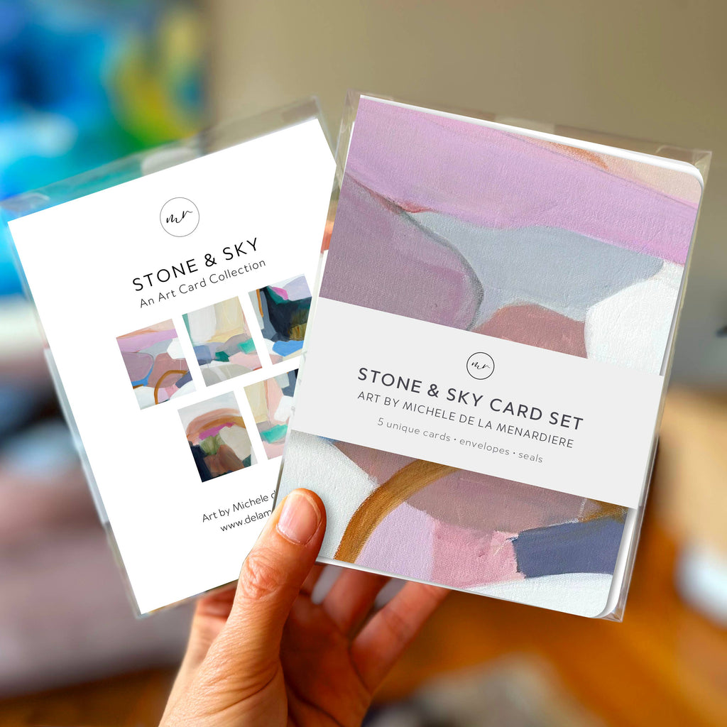 Earth-Toned Abstract Art Card Set – Stone & Sky (5 Cards)