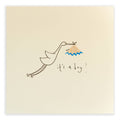 Baby Boy Stork Card – Handfinished UK Real Pencil Shavings