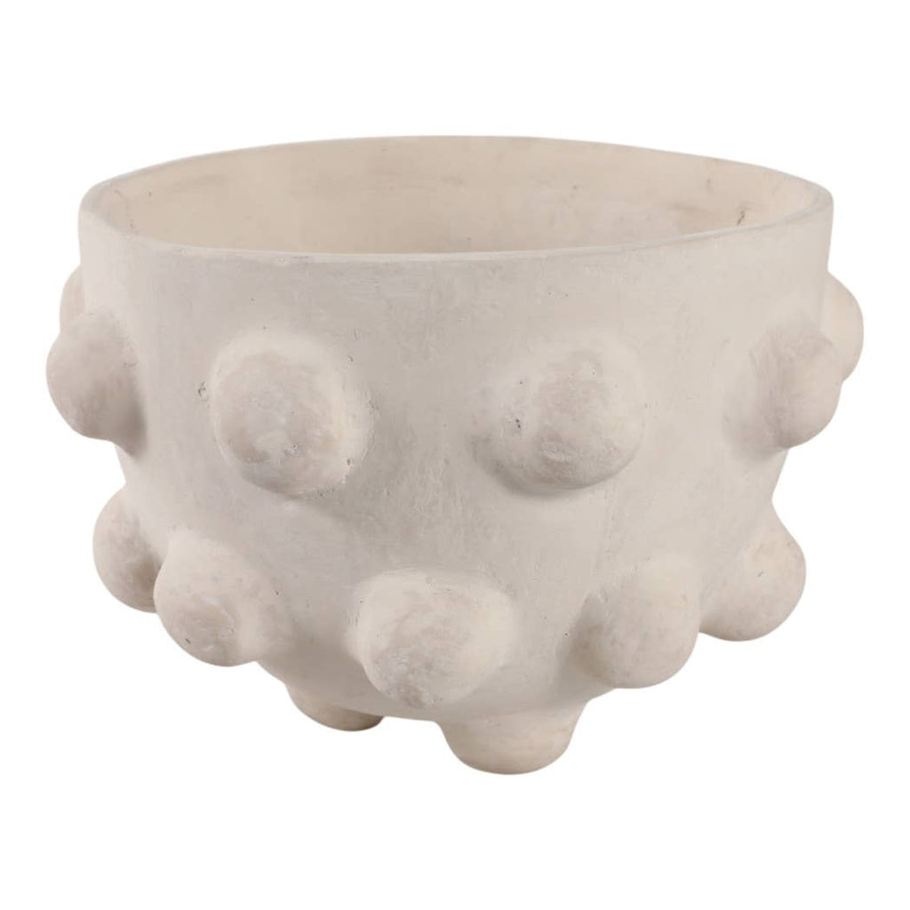 Decorative Bowl - White Ceramic Hobnail Exterior, 6 in.