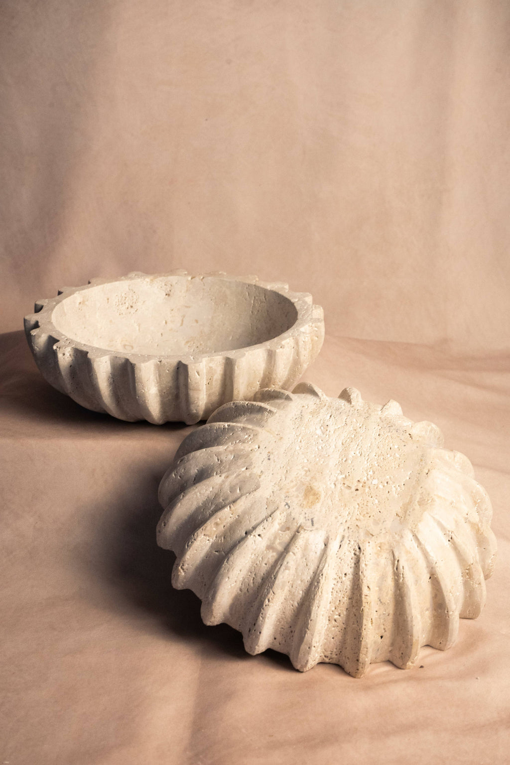 Outer Fluted Bowl - Travertine