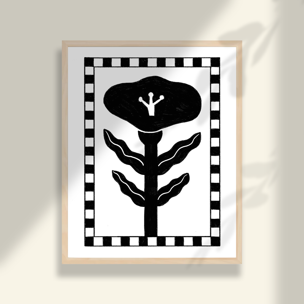 Checkered Flower Art Print