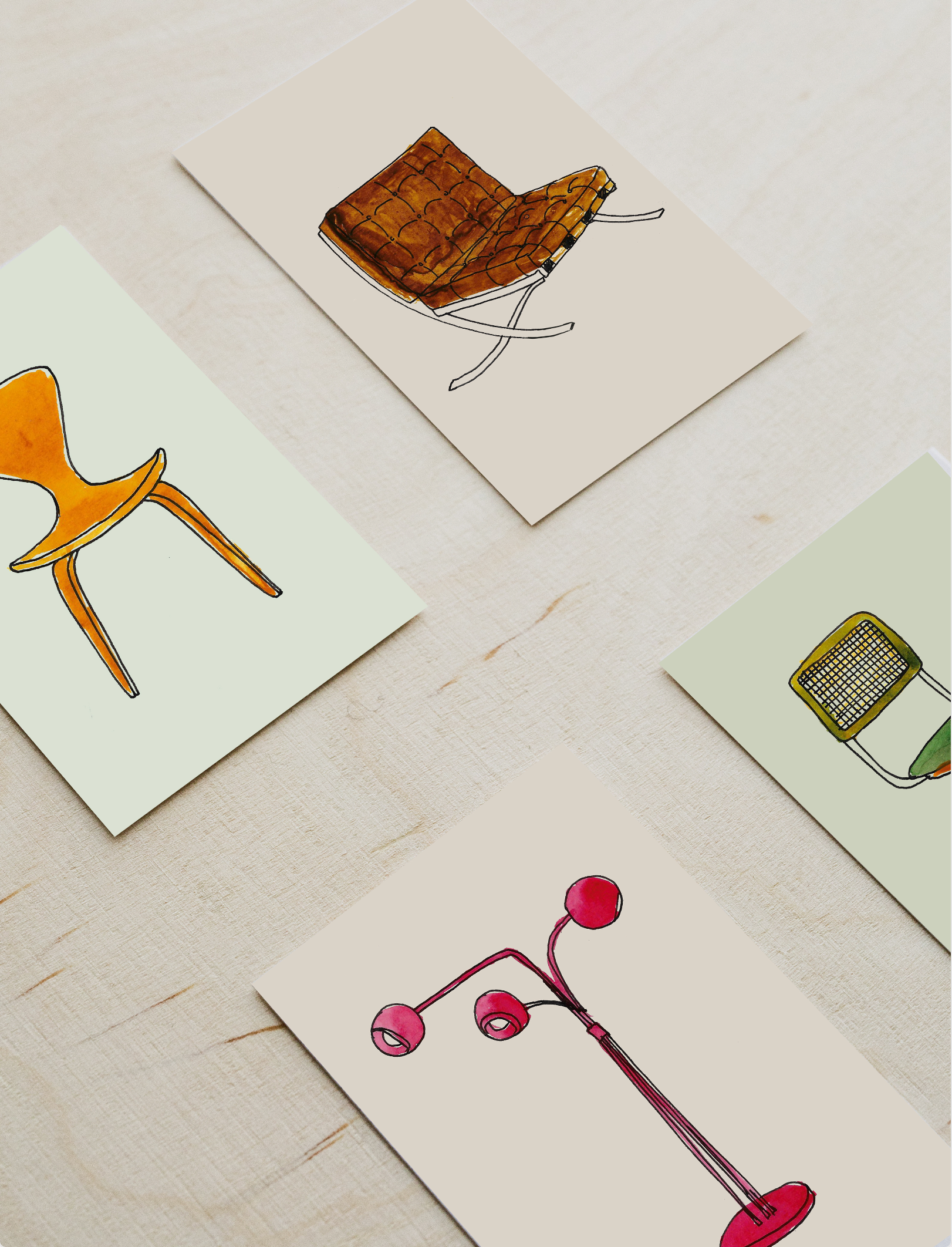 Pack of 10 Postcards of Midcentuy-Modern Furniture Icons