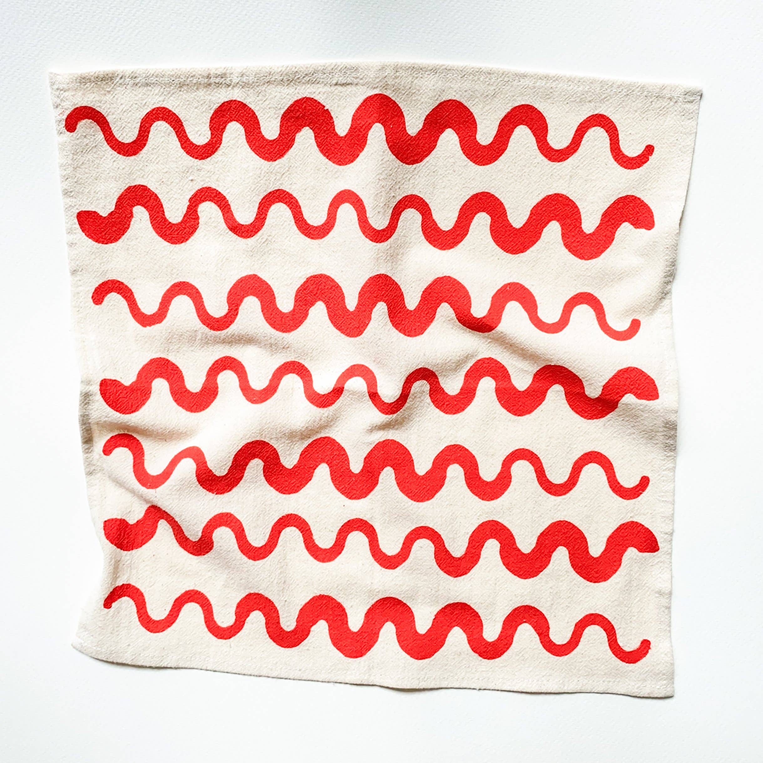 Wavy Stripes Hand Printed Cotton Napkins, Set of 4