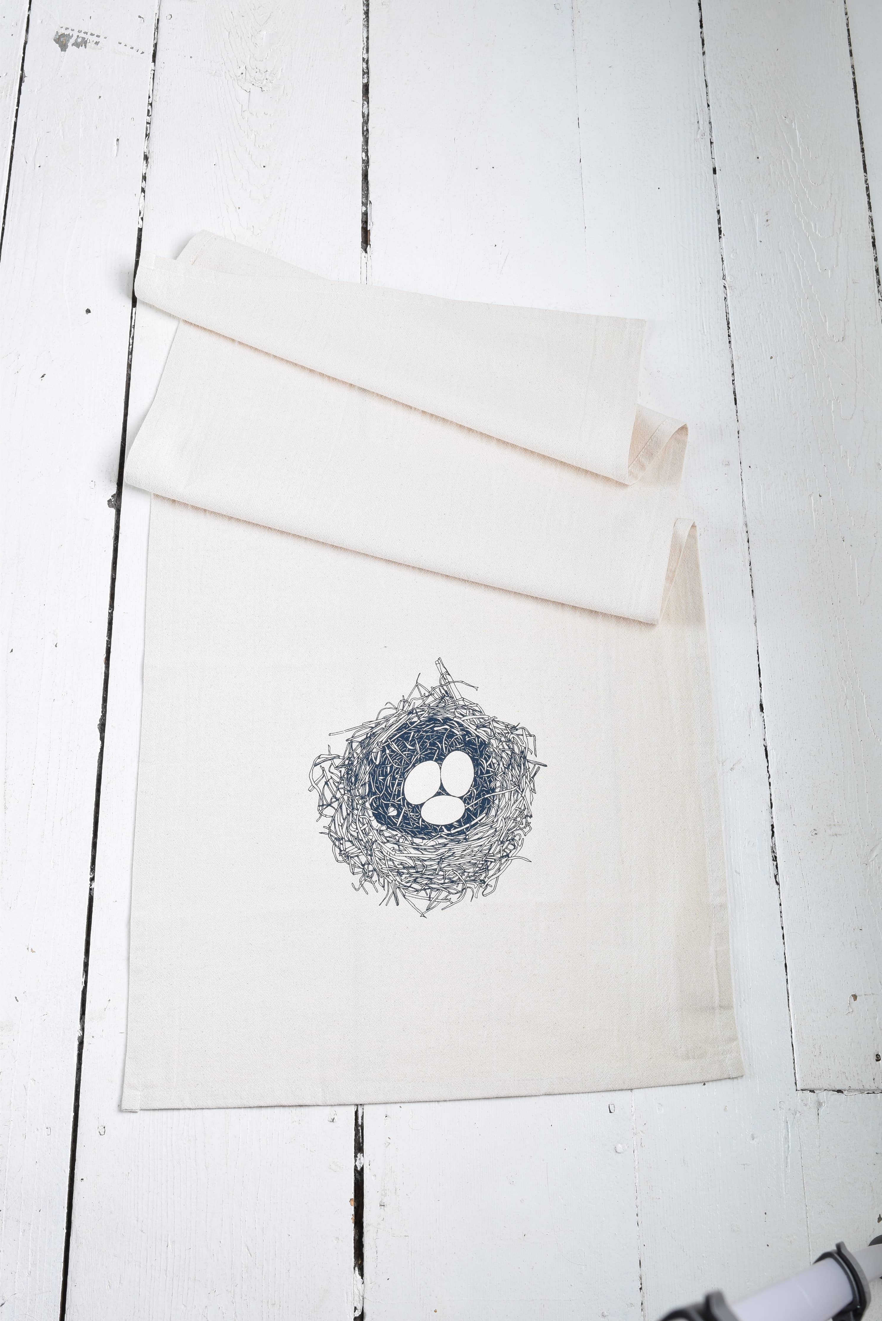Nest Tea Towel - Organic Cotton - Bird's Nest - Dark Blue