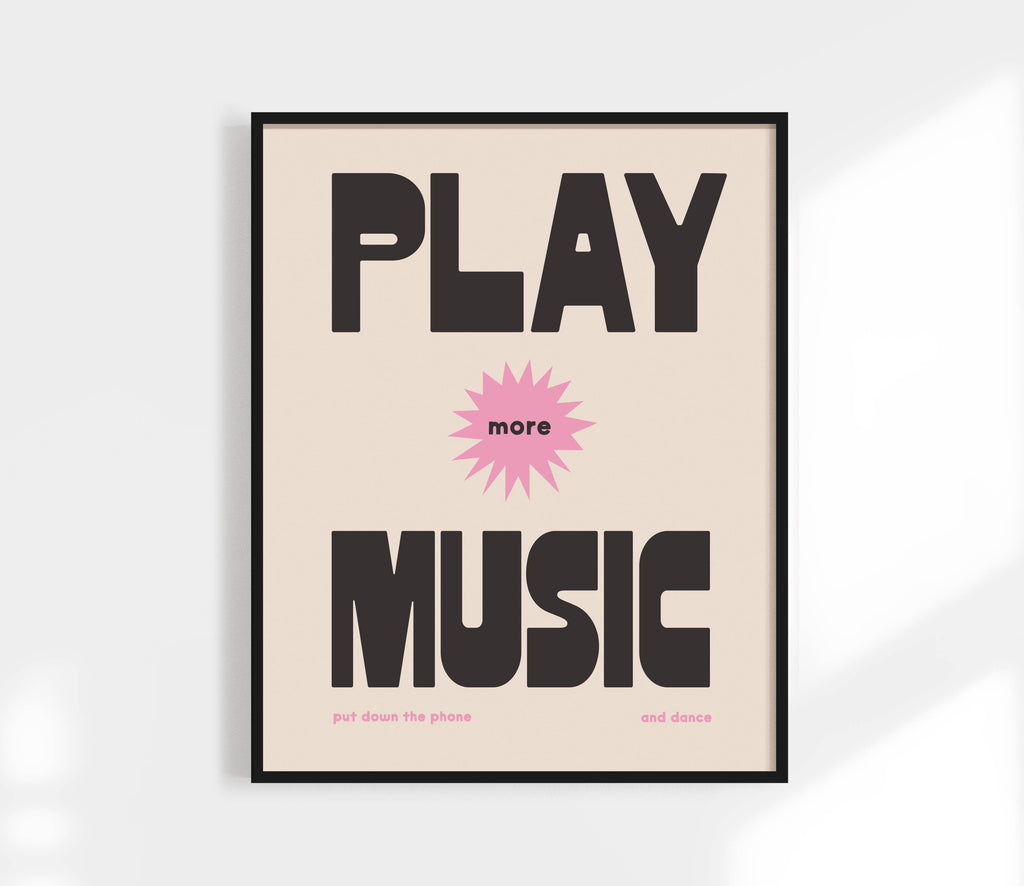 Play More Music Print - Retro Poster