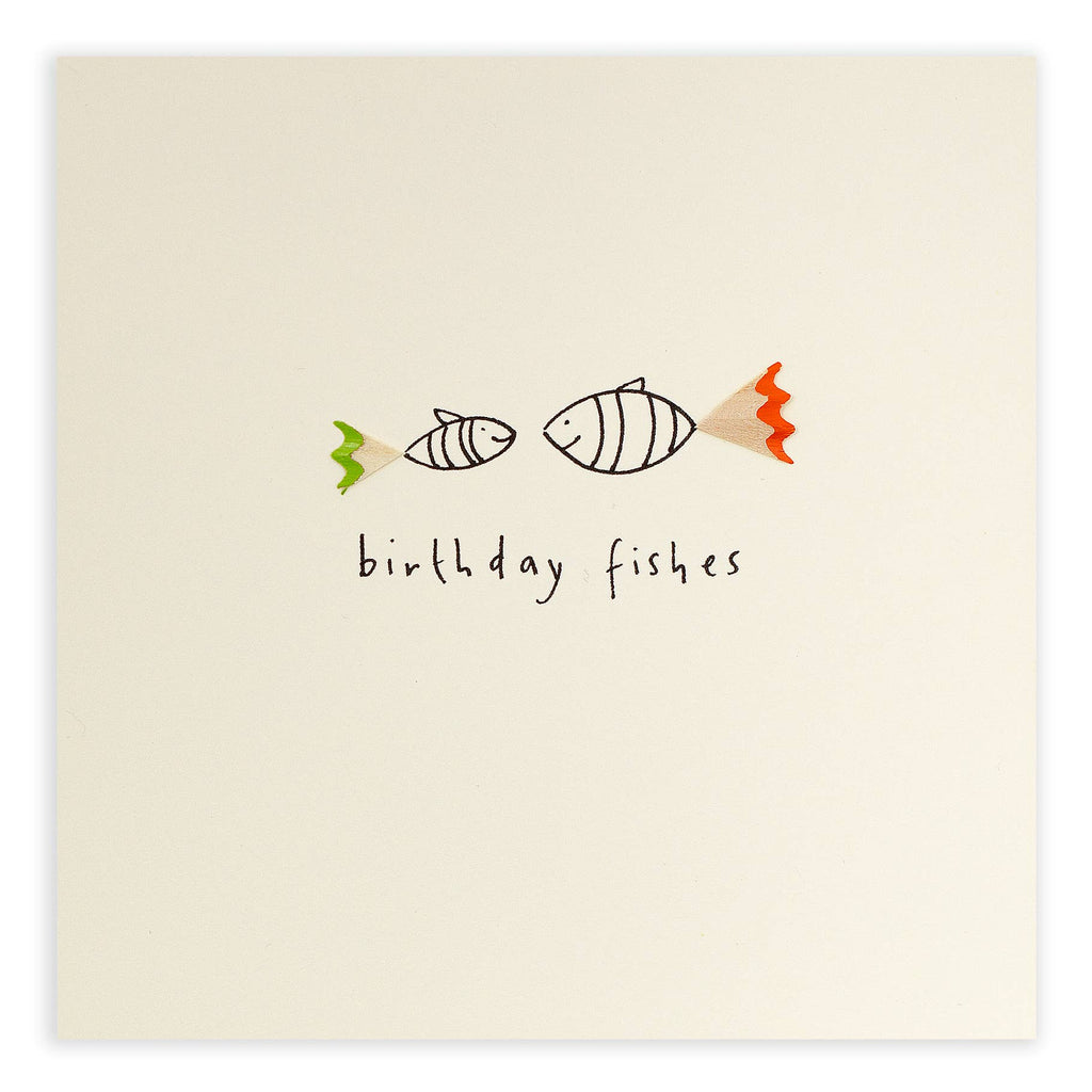 Birthday Fishes Card – Handfinshed UK Real Pencil Shavings