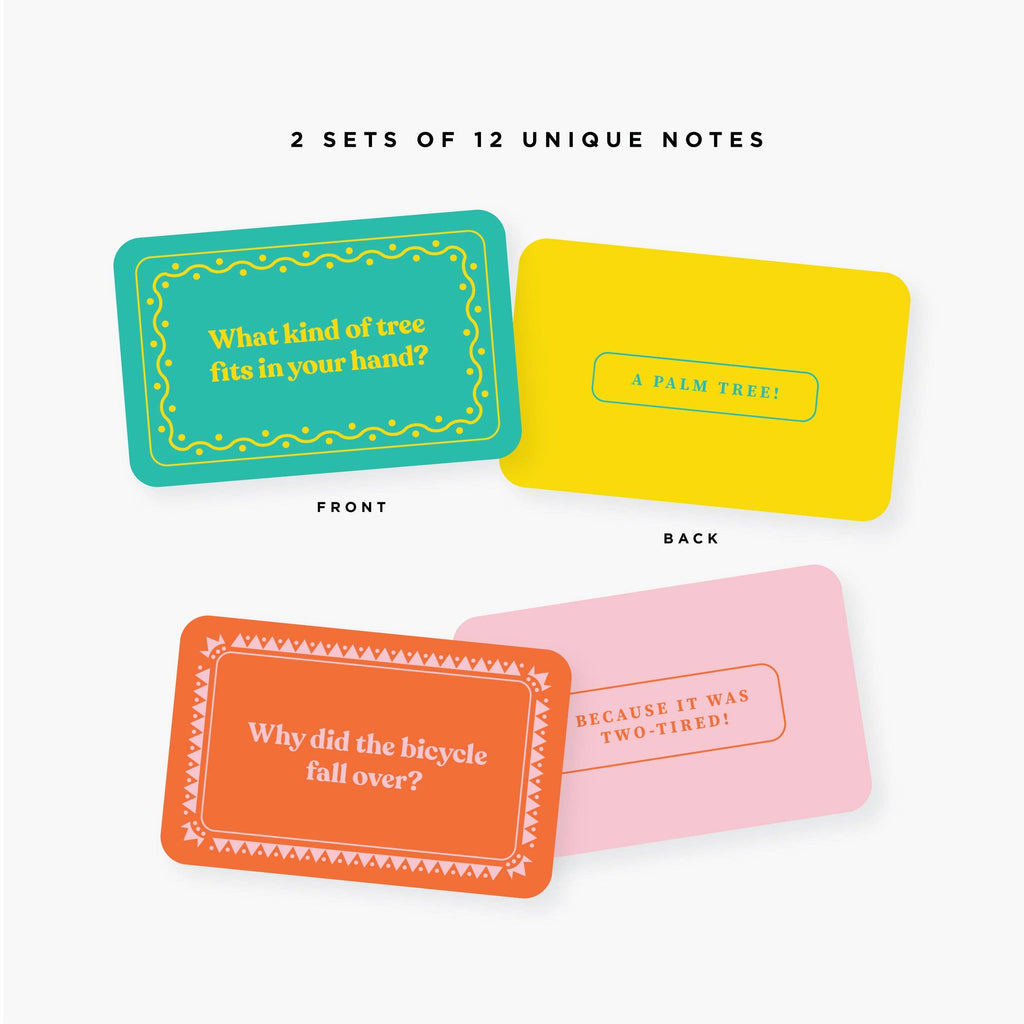 Lunchbox Jokes set of 24 notecards in metal tin