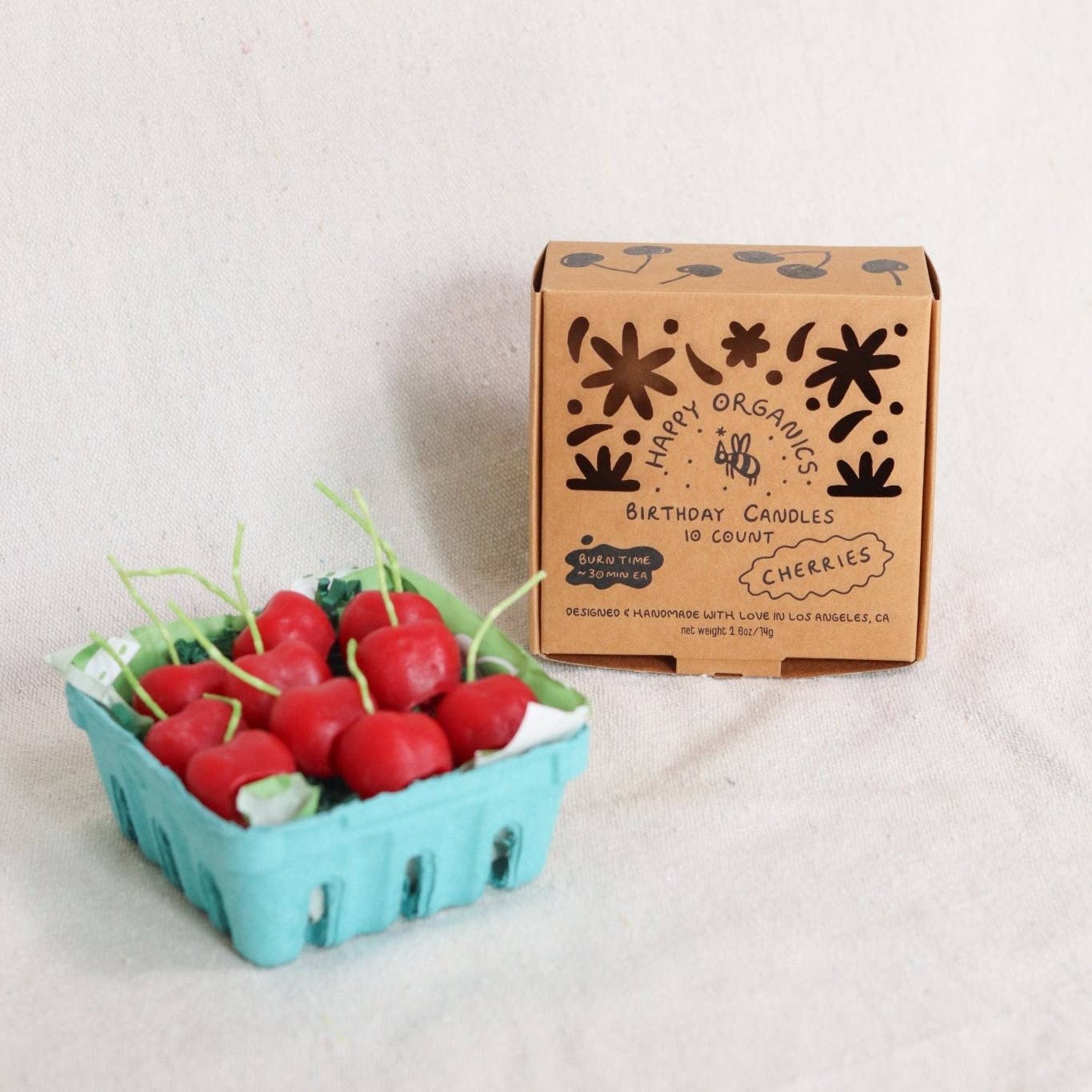 Cherry Beeswax Birthday Candles