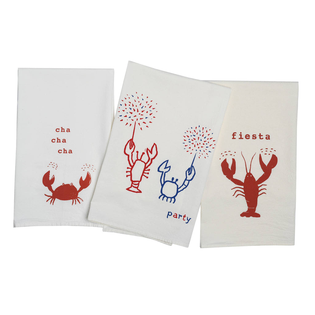 Crustacean party tea towel