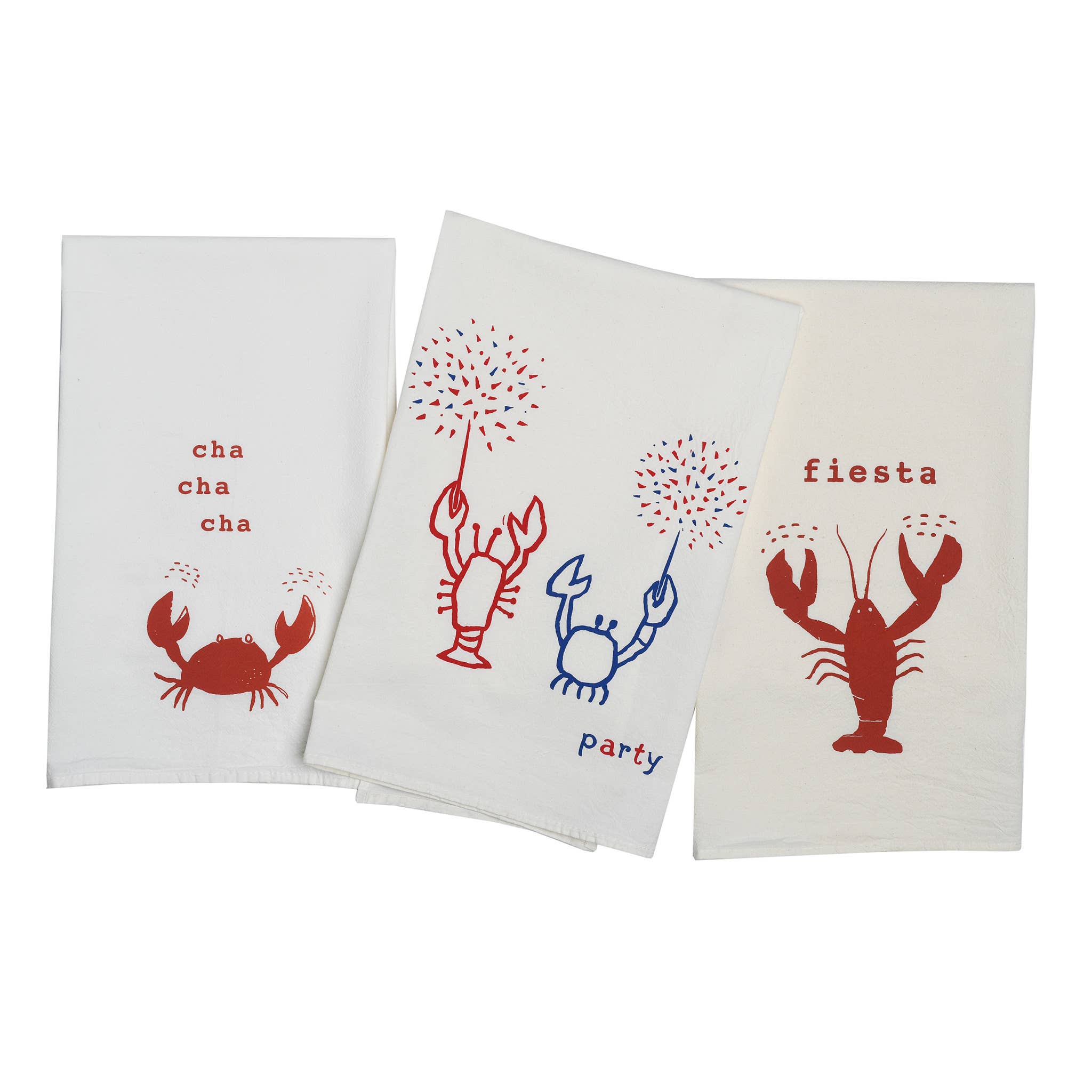 Crustacean party tea towel