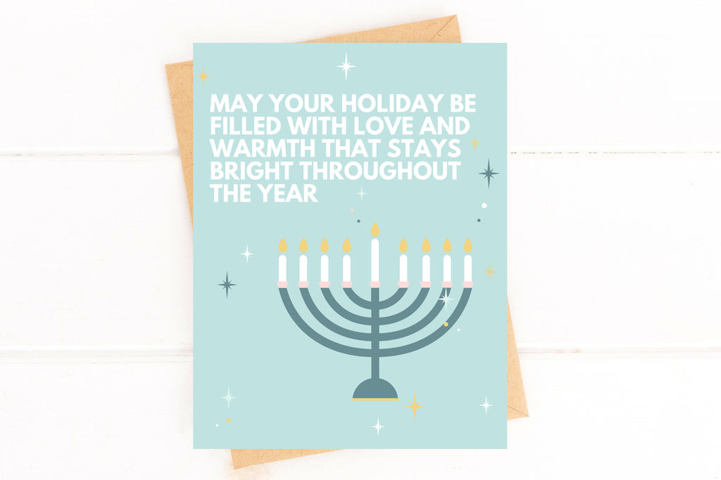 Sweet Hanukkah Card Love and Warmth All Year Menorah Card